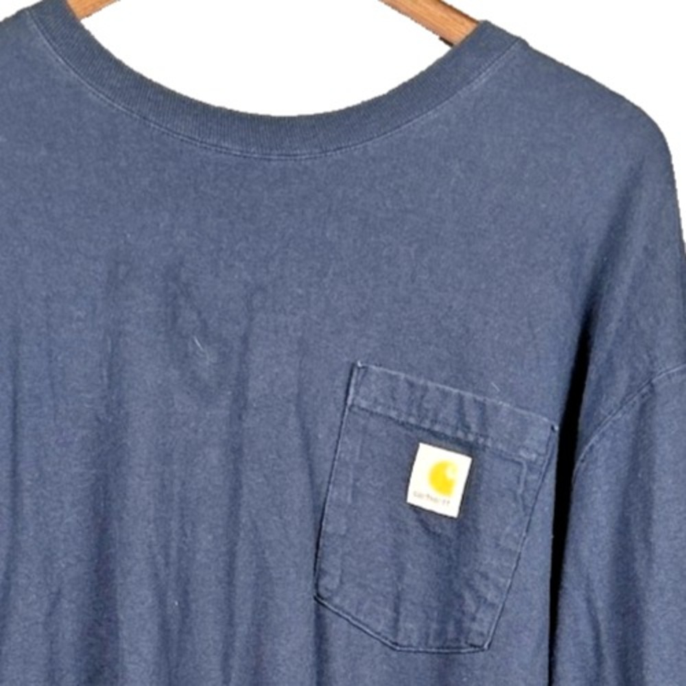 Carhartt Long Sleeve Pocket T-Shirt Mens 3XL Tall Navy Blue K126 Original Fit